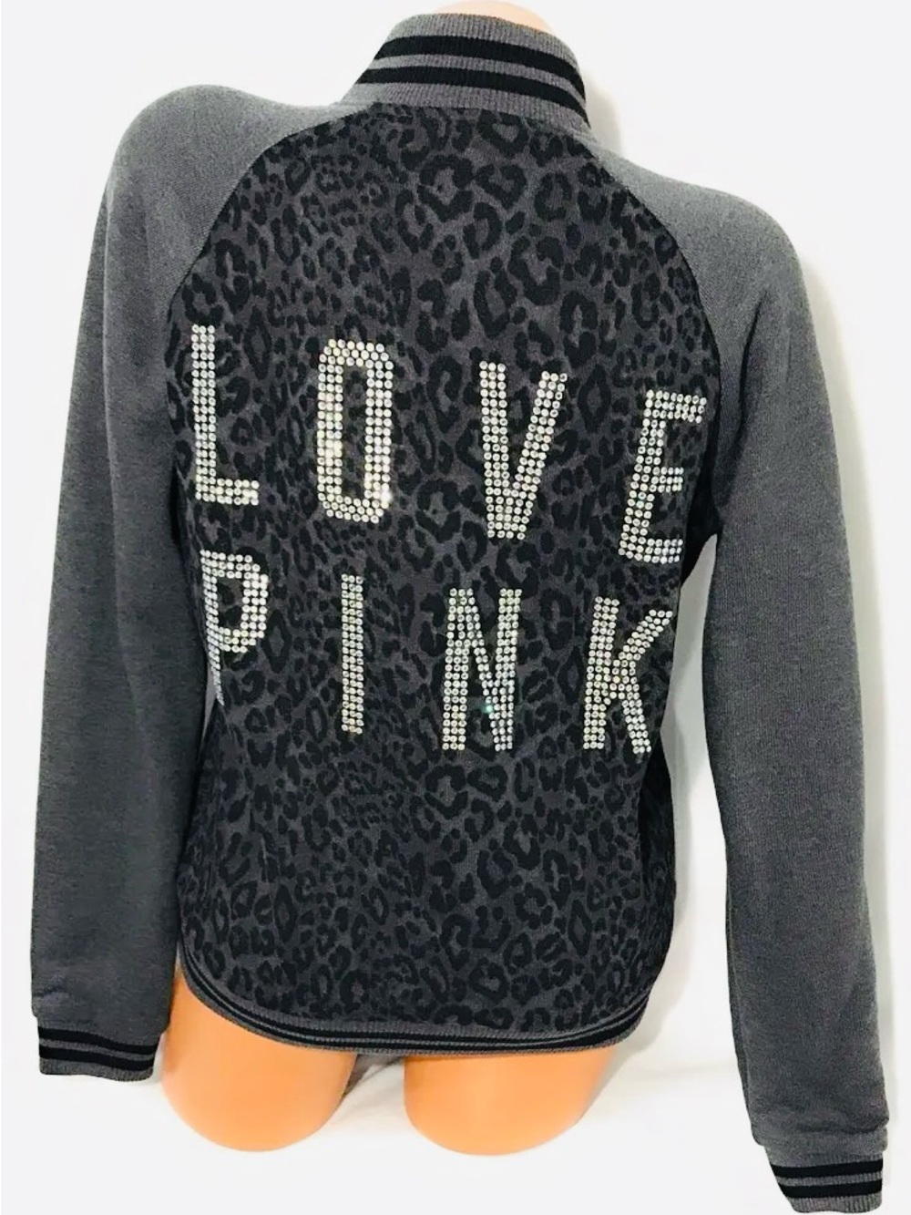 VS Pink 🩶 Varsity Jacket 🖤 Rhinestones Logo